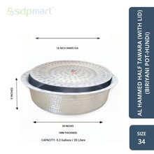Load image into Gallery viewer, SDPMart Aluminum Hammed Half Tawara W-Lid (Biriyani Pot-Hundi)