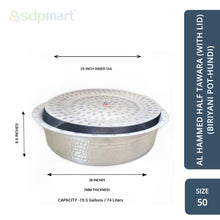 Load image into Gallery viewer, SDPMart Aluminum Hammed Half Tawara W-Lid (Biriyani Pot-Hundi)