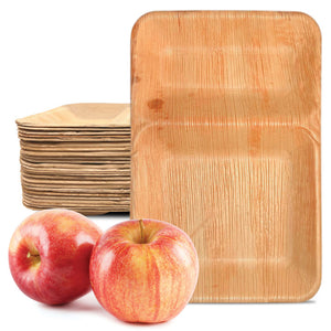 10.5" Rect 2 Compartment Palm Leaf Plate