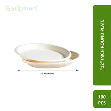 Load image into Gallery viewer, SDPMart Bagasse Plate 12 INCH ROUND
