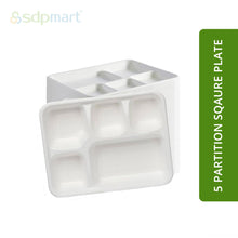 Load image into Gallery viewer, SDPMart Bagasse 5 Partition Square Plate