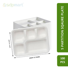 Load image into Gallery viewer, SDPMart Bagasse 5 Partition Square Plate