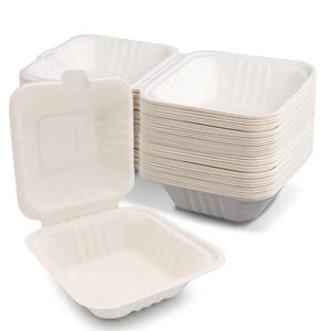 8" Clamshell Sugarcane Take-out Container