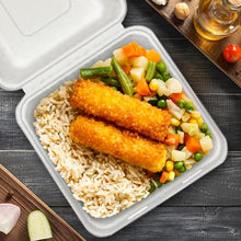 Load image into Gallery viewer, 8&quot; Clamshell Sugarcane Take-out Container