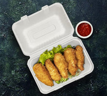 Load image into Gallery viewer, 9&quot;x6&quot; Clamshell Sugarcane Take-out Container