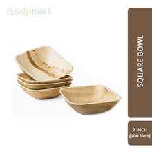 Load image into Gallery viewer, SDPMart Premium Palm Leaf Plate Square Bowl 7 INCH (100 No's)