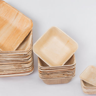 Square 5-In  Palm Leaf Bowls